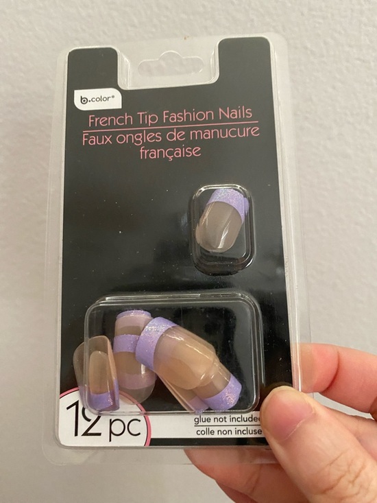 Other - b.color French Tip Fashion Nails - Nude with Sparkle Lavender Tips